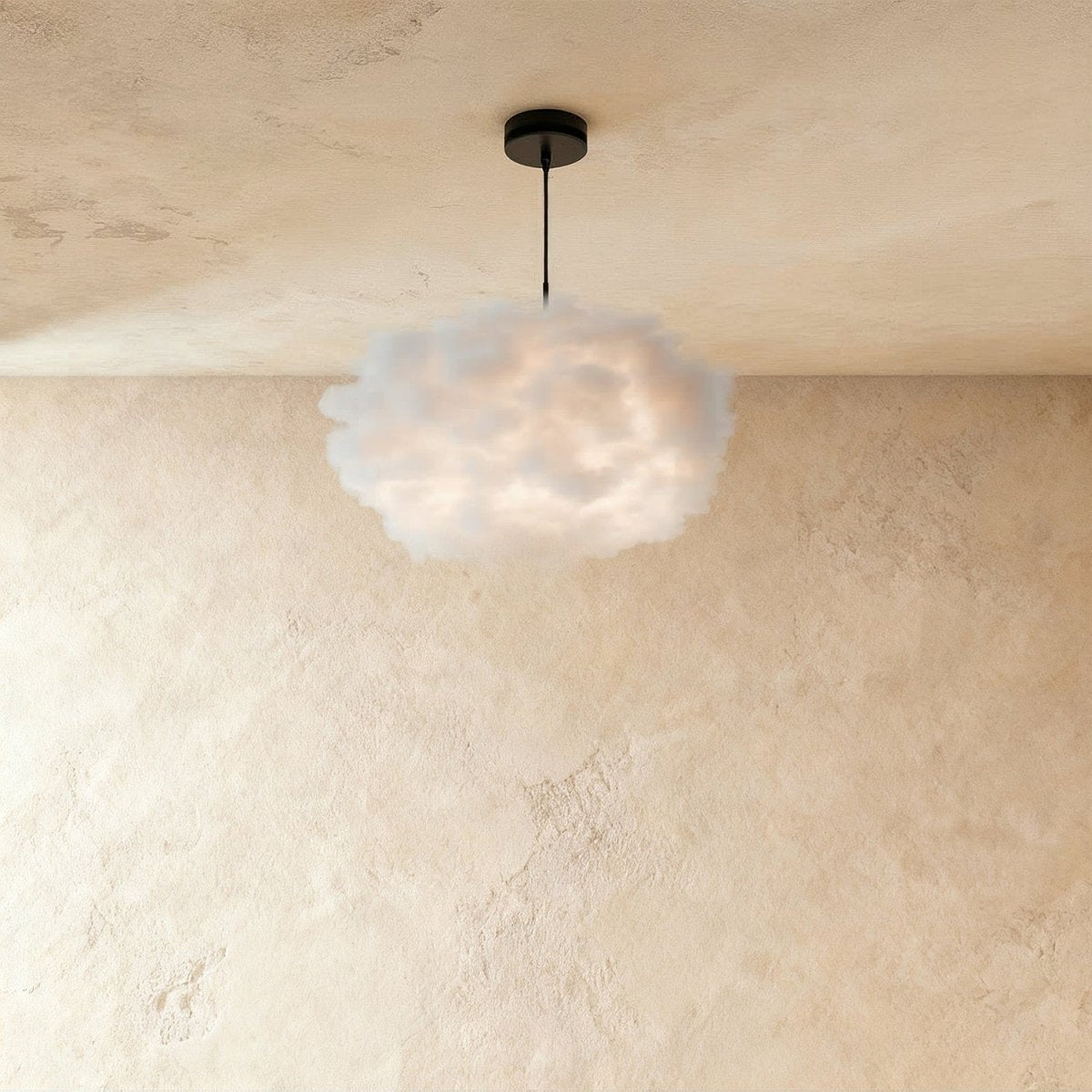 Contemporary Cotton Pendant Light Cloud Shape Close Up