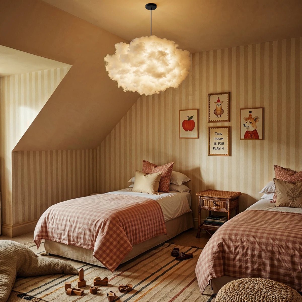 Contemporary Cotton Pendant Light Cloud Shape View 23