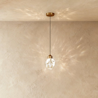 Contemporary Crystal Pendant Light Faceted Globe Detail