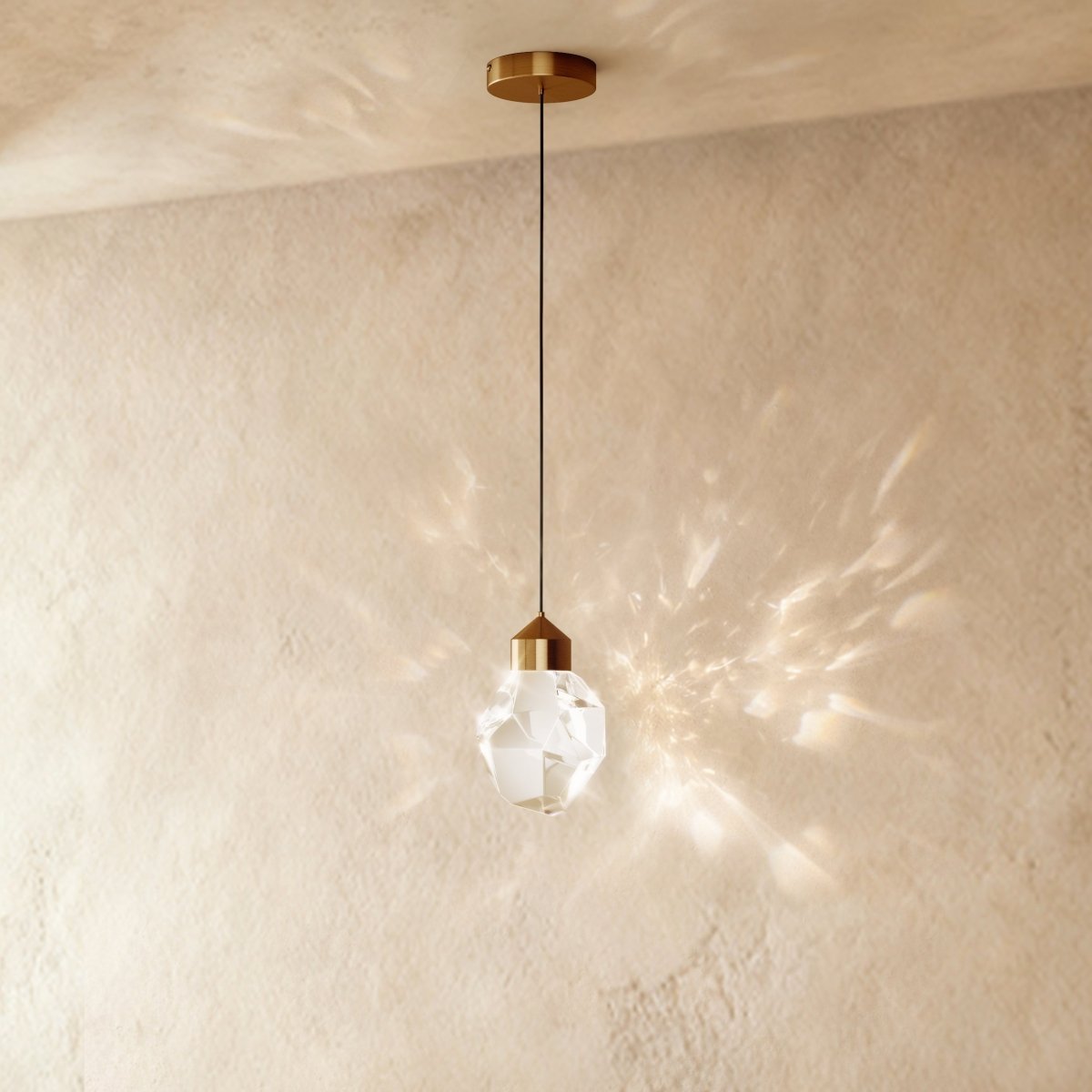 Contemporary Crystal Pendant Light Faceted Globe Hero