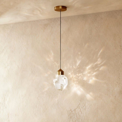 Contemporary Crystal Pendant Light Faceted Globe Hero