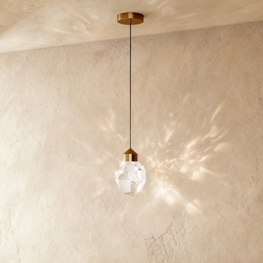Contemporary Crystal Pendant Light Faceted Globe Hero