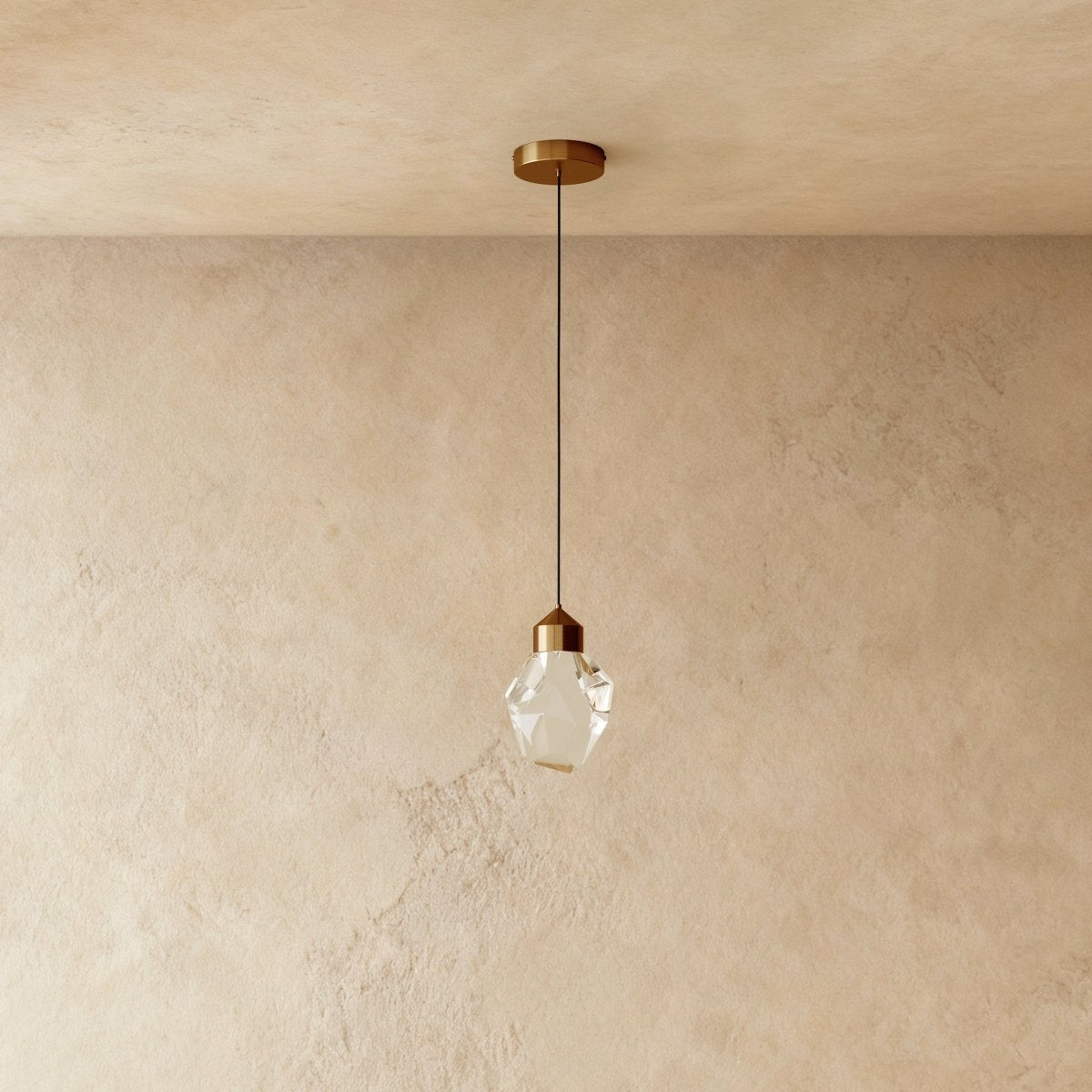 Contemporary Crystal Pendant Light Faceted Globe Side