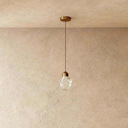 Contemporary Crystal Pendant Light Faceted Globe Side