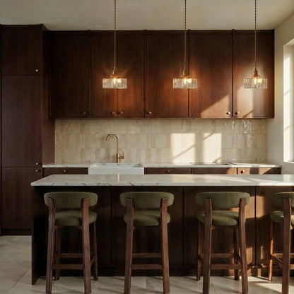 Contemporary Glass Pendant Light Frosted Cube Back
