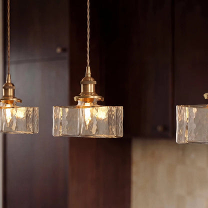 Contemporary Glass Pendant Light Frosted Cube Close Up