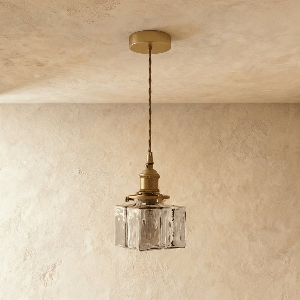 Contemporary Glass Pendant Light Frosted Cube Front