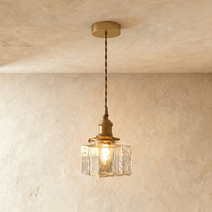 Contemporary Glass Pendant Light Frosted Cube Hero