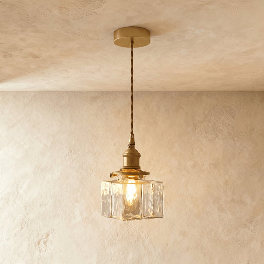 Contemporary Glass Pendant Light Frosted Cube Hero
