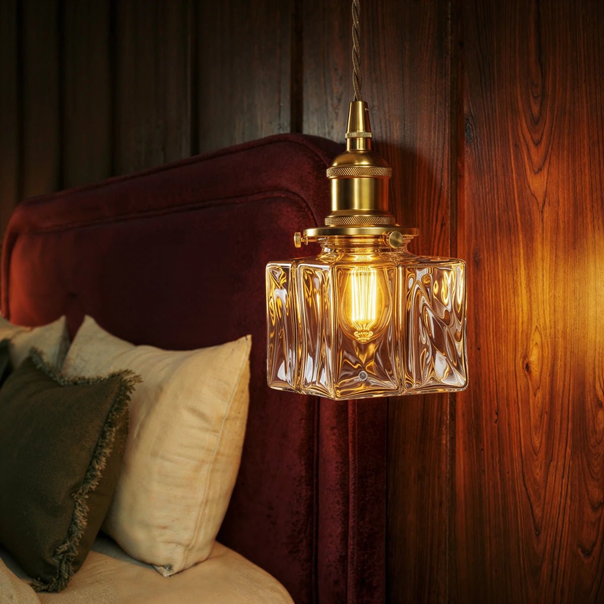 Contemporary Glass Pendant Light Frosted Cube View 11