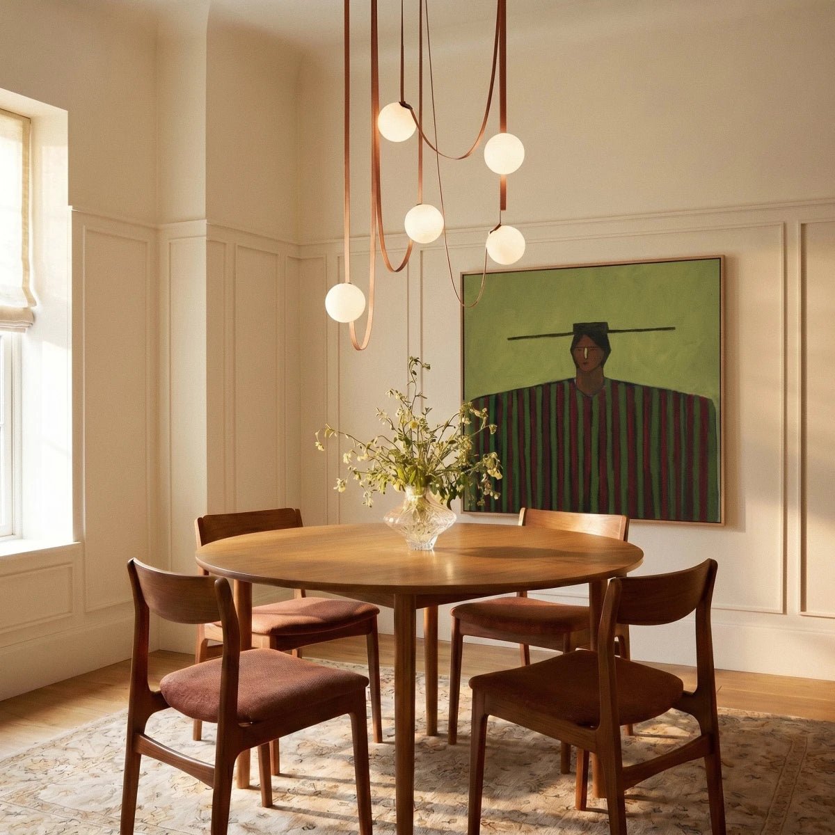 Contemporary Leather Glass Chandelier Looping Strap Alternate