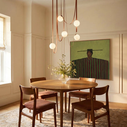 Contemporary Leather Glass Chandelier Looping Strap Alternate