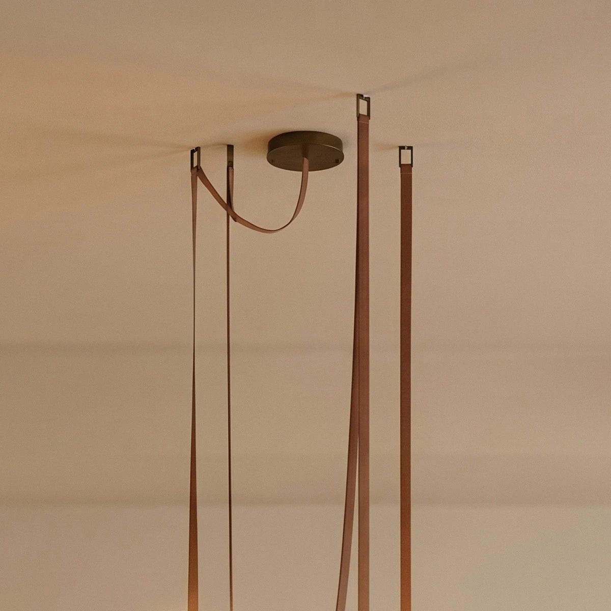 Contemporary Leather Glass Chandelier Looping Strap Lifestyle
