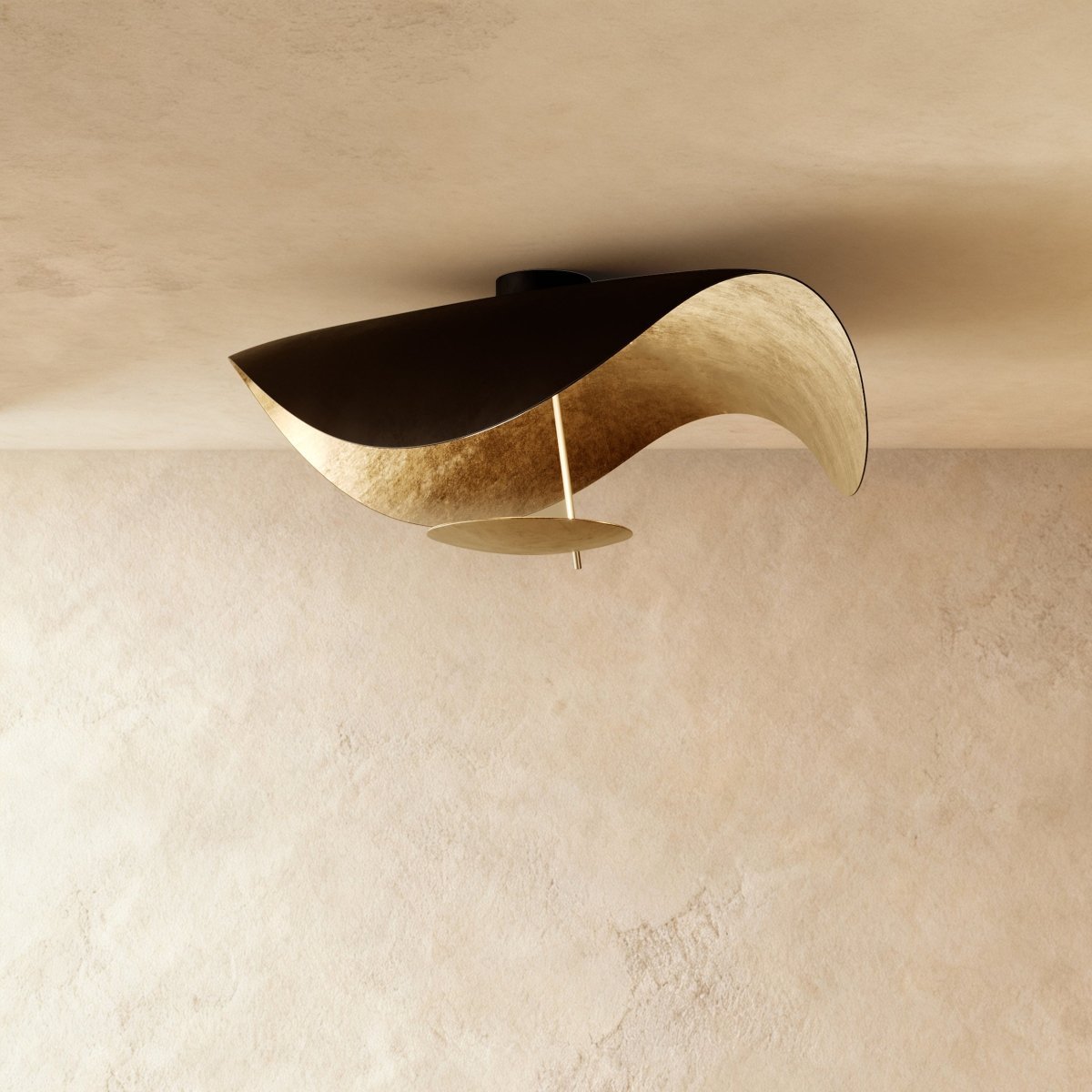 Contemporary Metal Ceiling Lamp Organic Wave Shade Angle