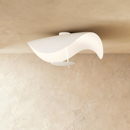Contemporary Metal Ceiling Lamp Organic Wave Shade Close Up