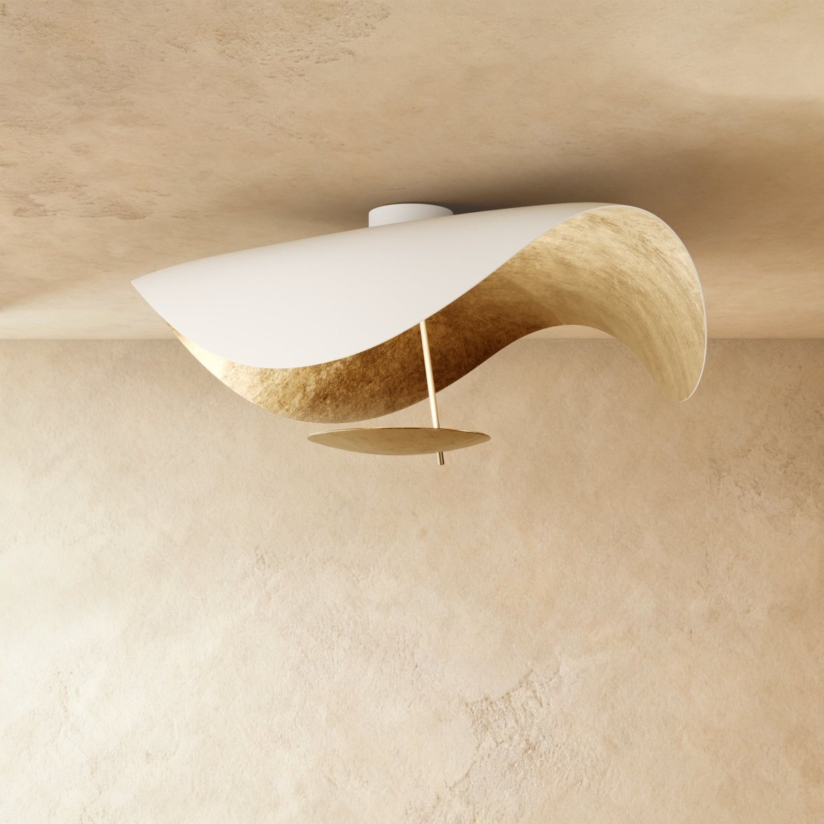 Contemporary Metal Ceiling Lamp Organic Wave Shade Detail