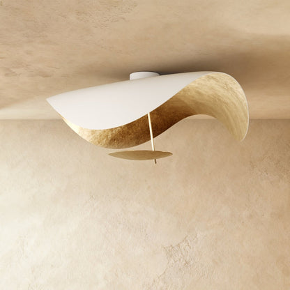 Contemporary Metal Ceiling Lamp Organic Wave Shade Detail