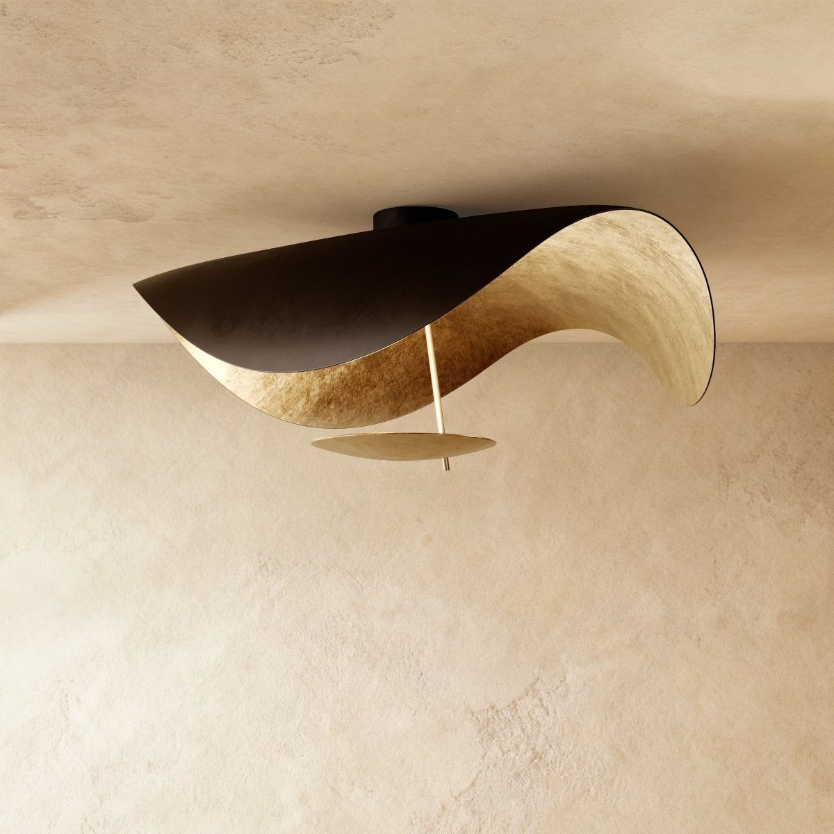Contemporary Metal Ceiling Lamp Organic Wave Shade Front