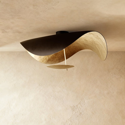 Contemporary Metal Ceiling Lamp Organic Wave Shade Front