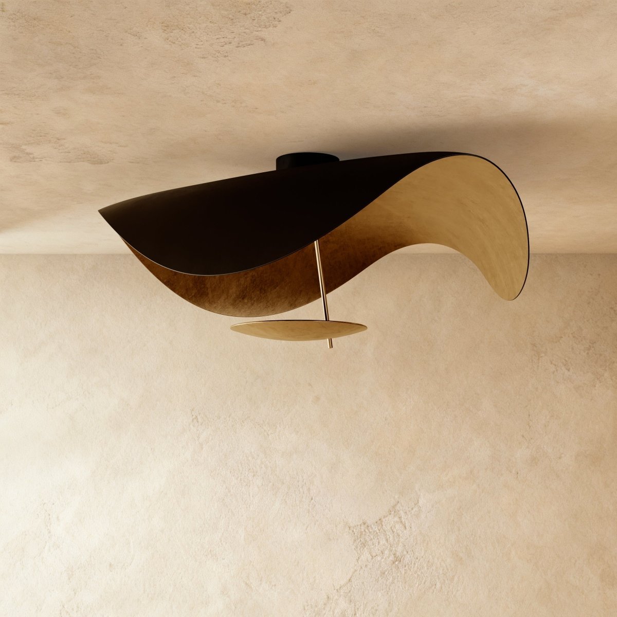 Contemporary Metal Ceiling Lamp Organic Wave Shade Lifestyle