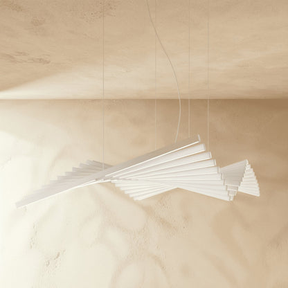 Contemporary Metal Chandelier Fanned Linear Arms Detail
