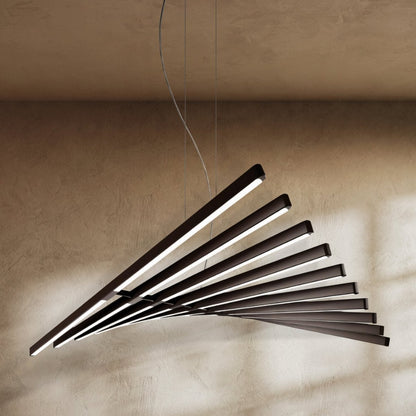 Contemporary Metal Chandelier Fanned Linear Arms Hero