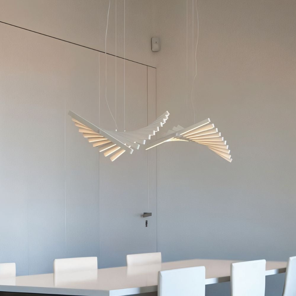 Contemporary Metal Chandelier Fanned Linear Arms View 11