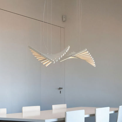 Contemporary Metal Chandelier Fanned Linear Arms View 11