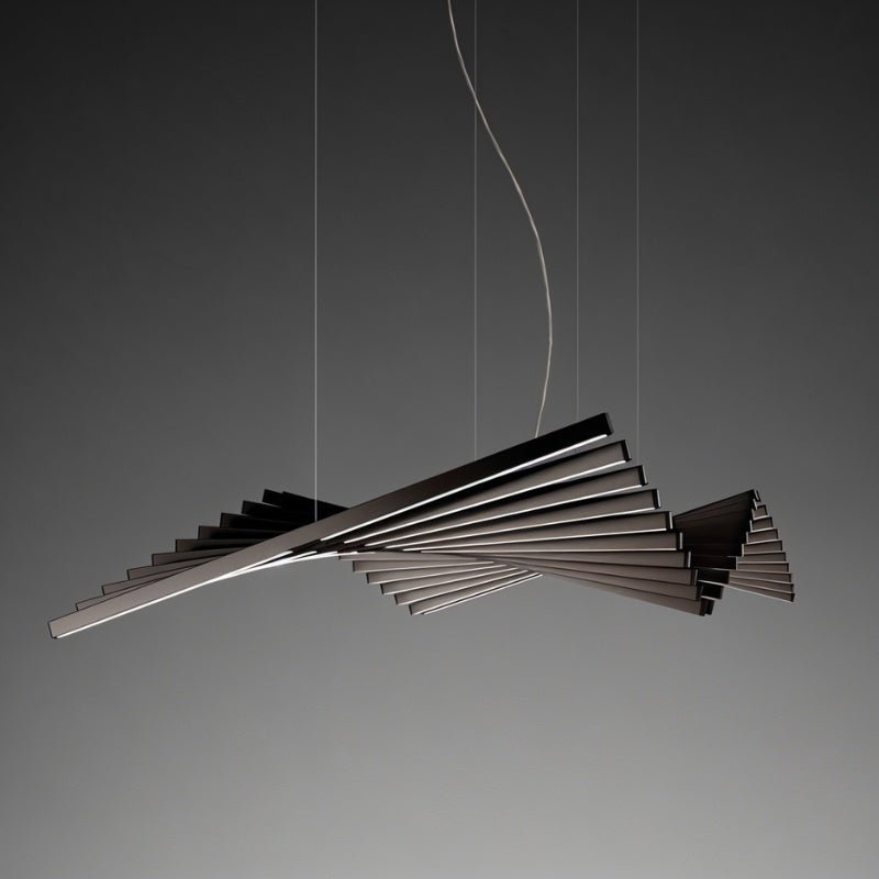 Contemporary Metal Chandelier Fanned Linear Arms View 13