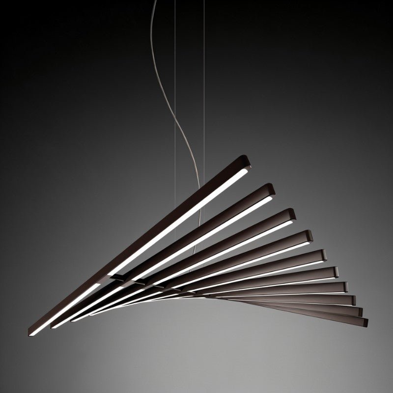 Contemporary Metal Chandelier Fanned Linear Arms View 15