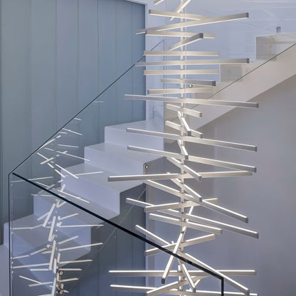 Contemporary Metal Chandelier Fanned Linear Arms View 16