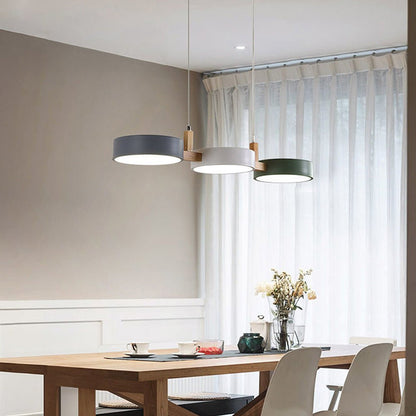 Contemporary Metal Cylinder Multi Light Nordic Pendant Light Back