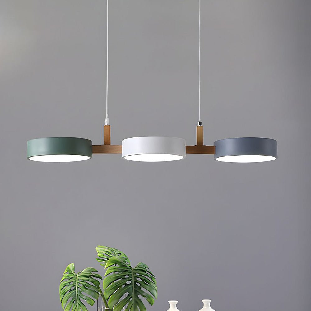 Contemporary Metal Cylinder Multi Light Nordic Pendant Light Front