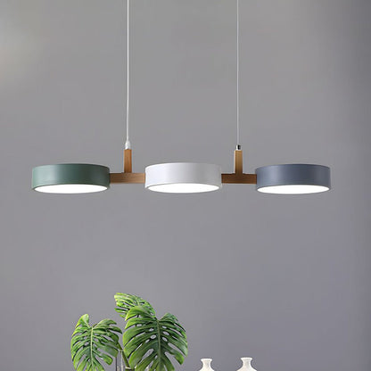Contemporary Metal Cylinder Multi Light Nordic Pendant Light Front