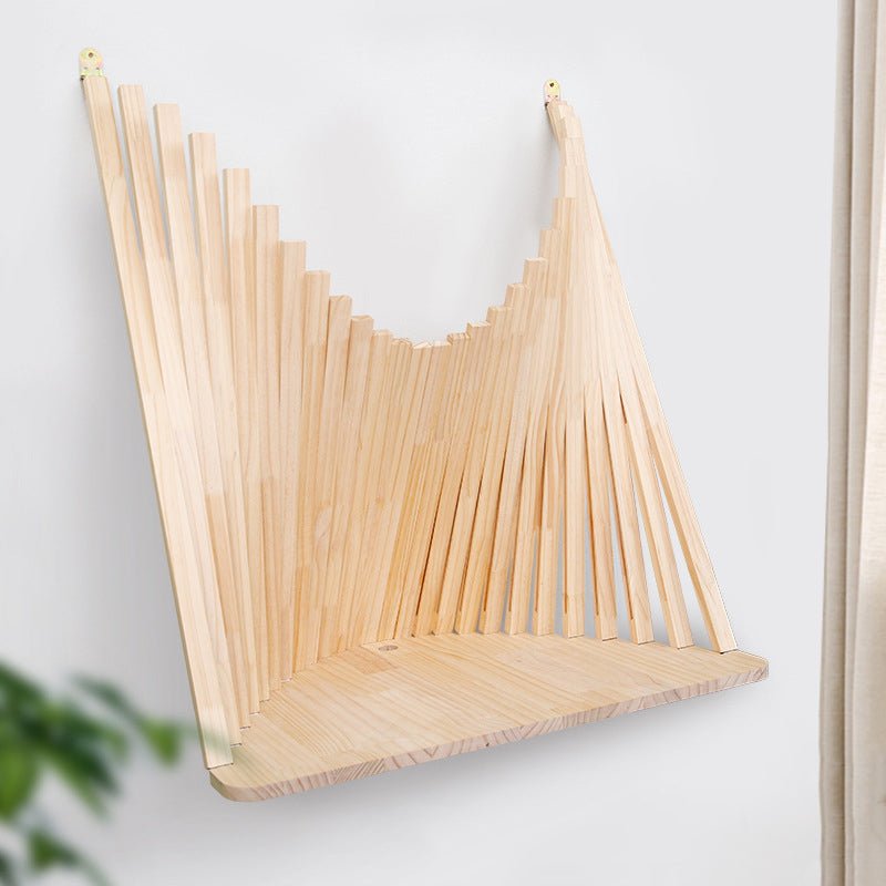Contemporary Solid Wood Semicircle Desk Slatted Backdrop Angle