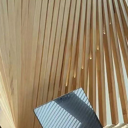 Contemporary Solid Wood Semicircle Desk Slatted Backdrop Close Up