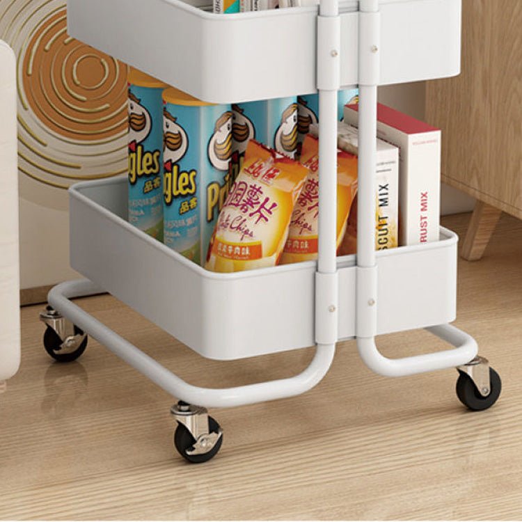 Contemporary Steel End Table Rolling Cart Arch Handle Close Up