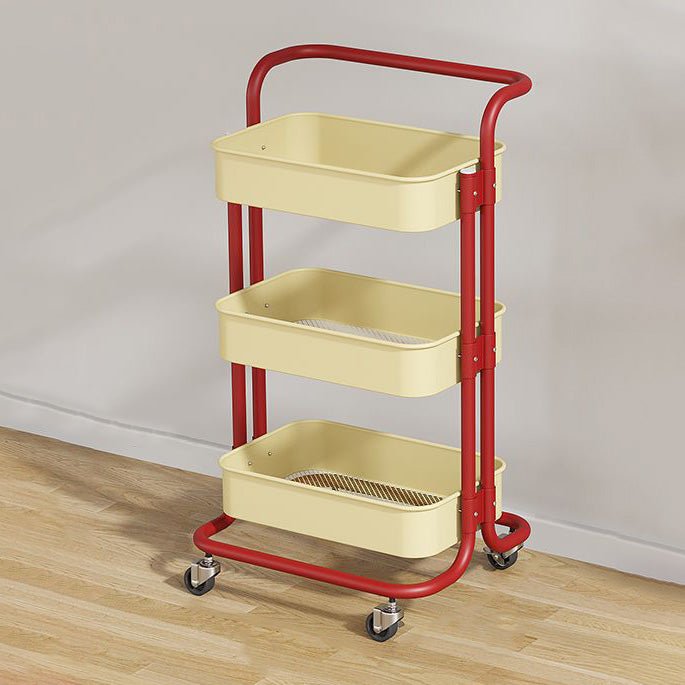 Contemporary Steel End Table Rolling Cart Arch Handle Detail