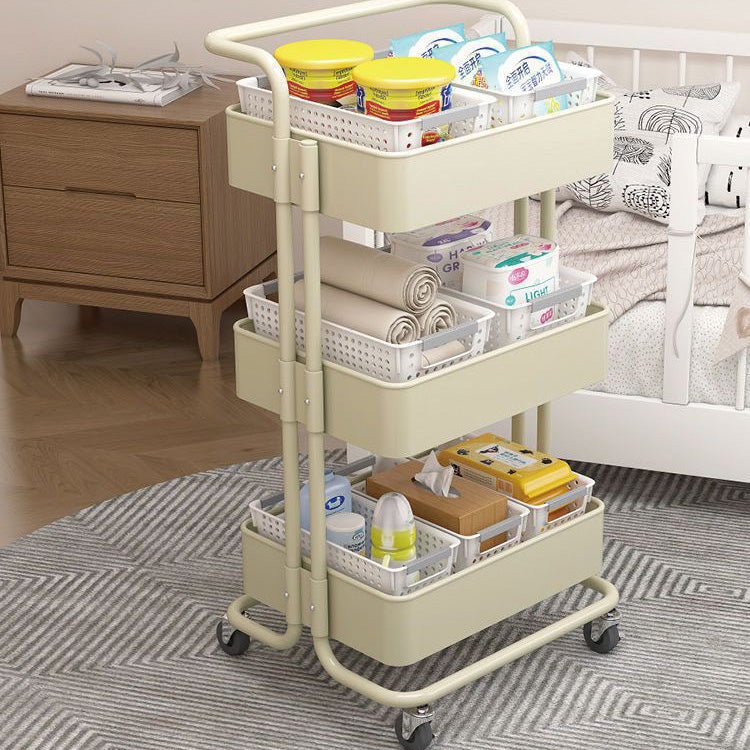 Contemporary Steel End Table Rolling Cart Arch Handle Front