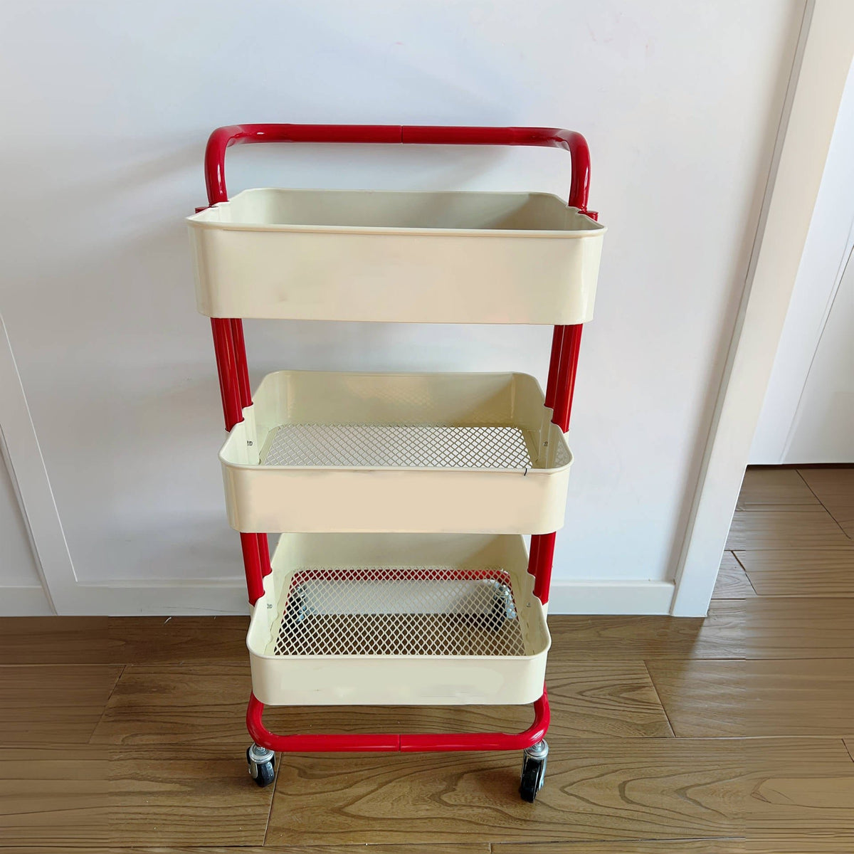 Contemporary Steel End Table Rolling Cart Arch Handle View 20