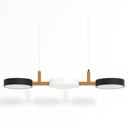 Contemporary Wood Metal Pendant Light Coloured Disc LED Hero