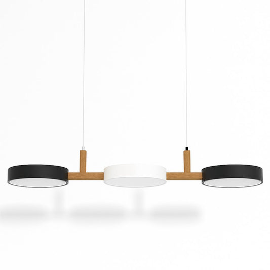 Contemporary Wood Metal Pendant Light Coloured Disc LED Hero
