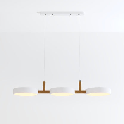 Contemporary Wood Metal Pendant Light Coloured Disc LED View 11
