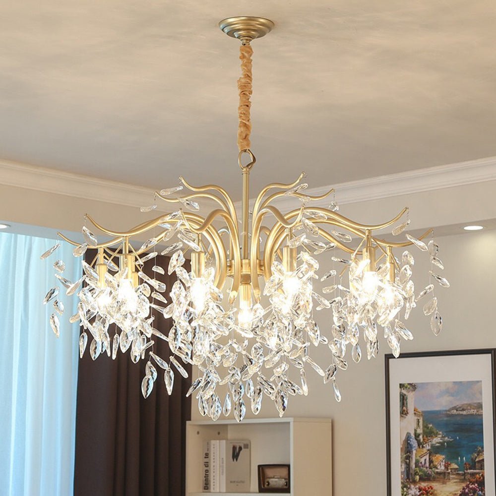 Crystal Chandelier Wisteria Upswept Branch Arms LED Detail