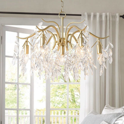Crystal Chandelier Wisteria Upswept Branch Arms LED Front