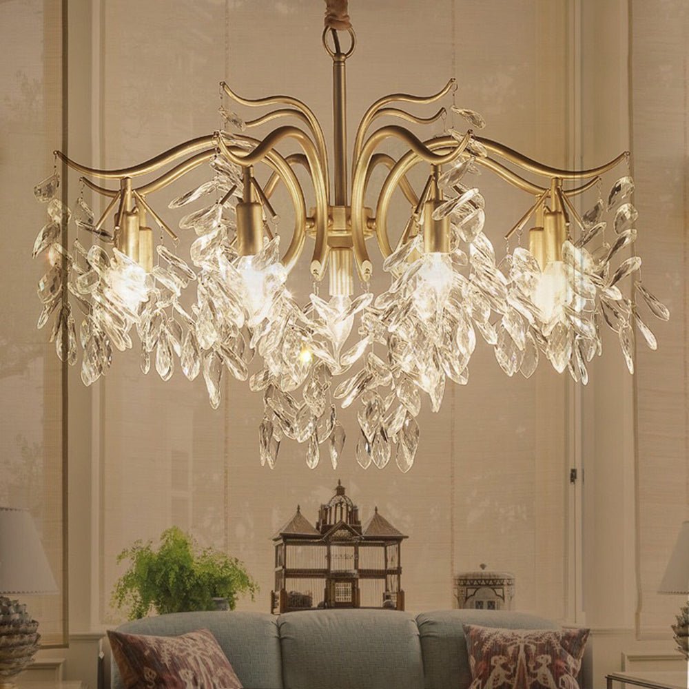 Crystal Chandelier Wisteria Upswept Branch Arms LED Full