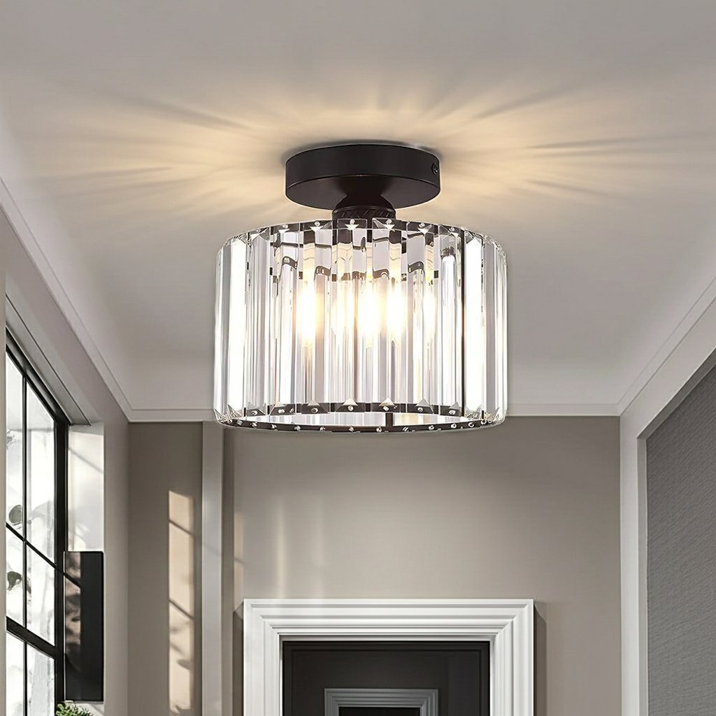 Crystal Semi Flush Mount Ceiling Lights for Living Room Side