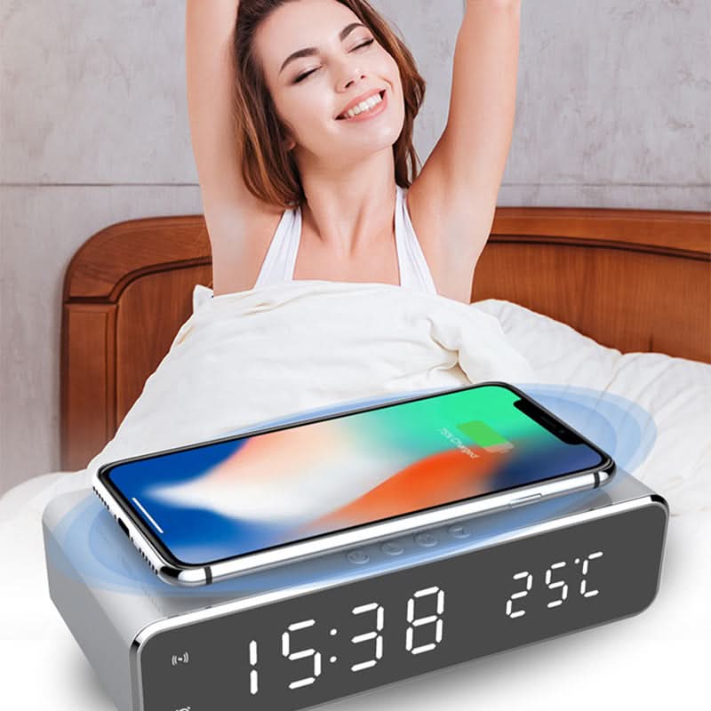 Digital Alarm Clock With Wireless Charging | Bedside Large Display