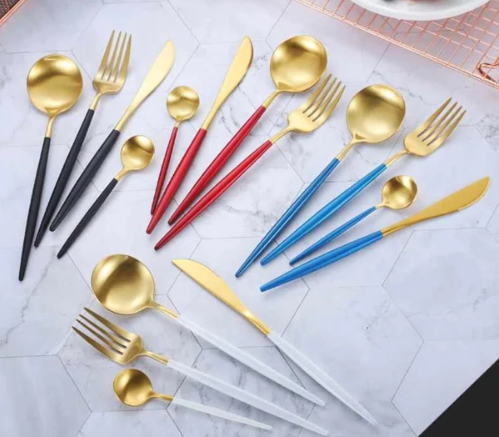 Rainbow Colour Handle Cutlery Set | Modern Dinnerware Utensils