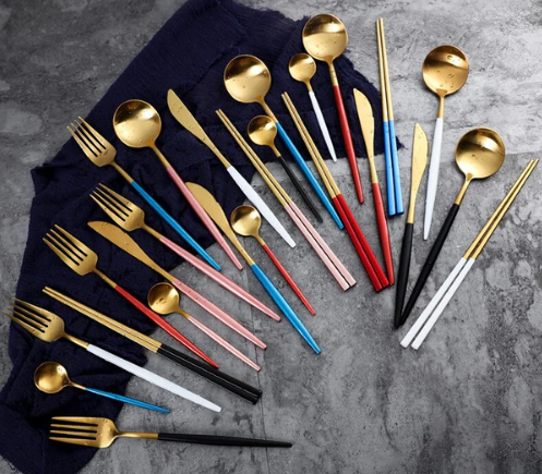 Rainbow Colour Handle Cutlery Set | Modern Dinnerware Utensils
